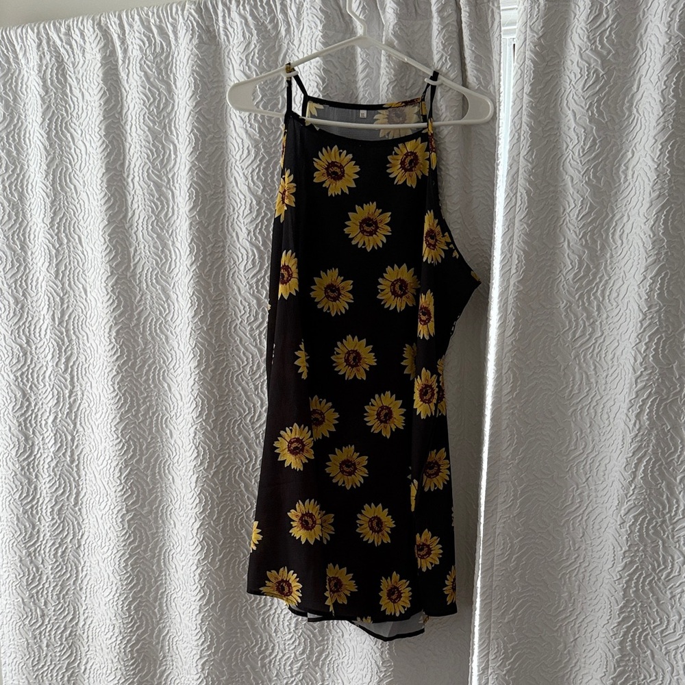 Gray Sunflower Print Dress XL